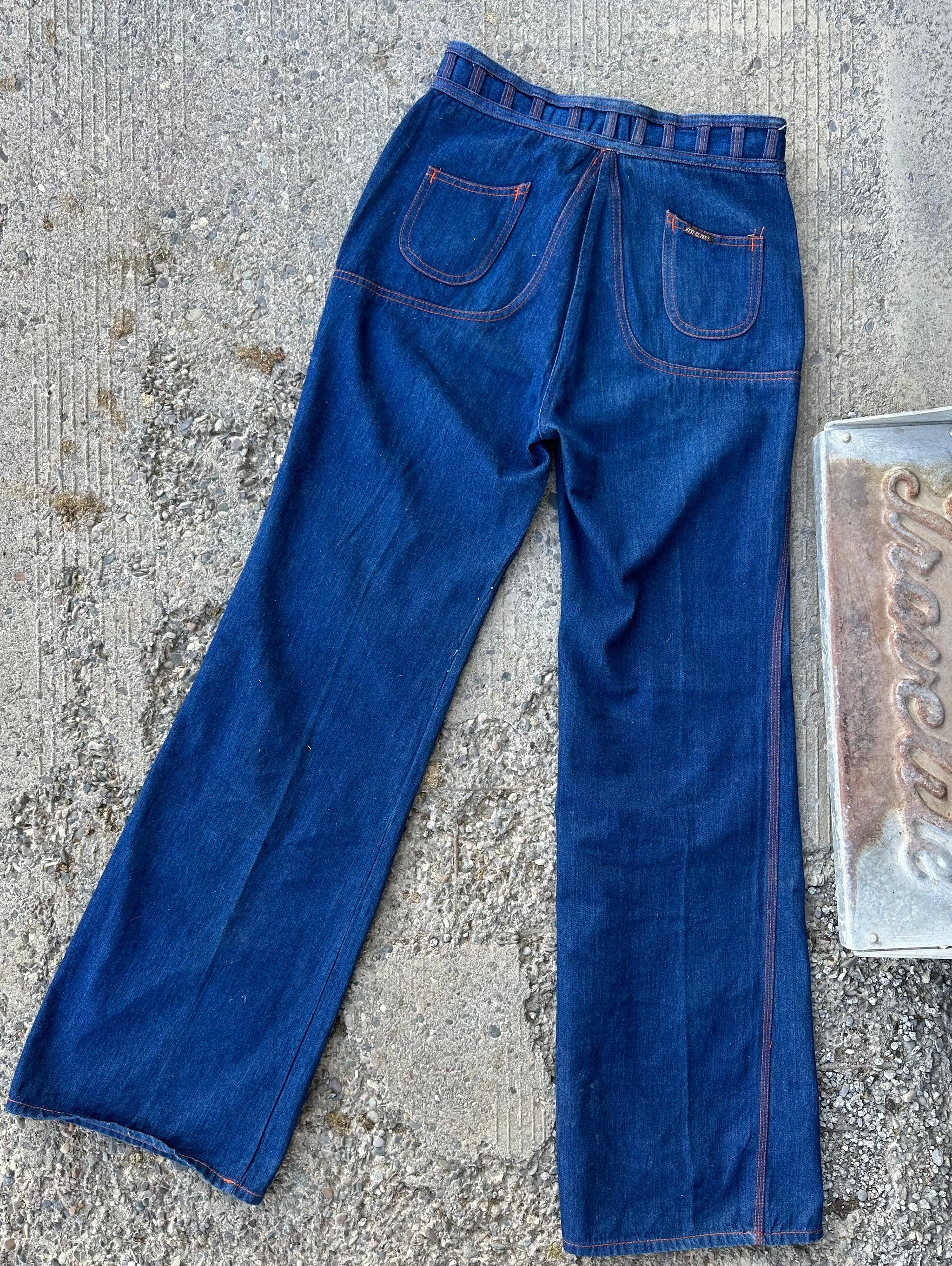 【NONCODE】Weather Cable Vintage Denim Pants (belt set) Aecibzo Women's Denim Waist Belt Retro Vintage Style